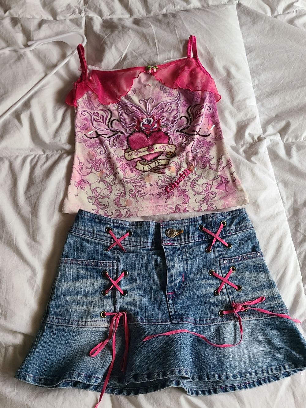 Lipstick Boutique Pink Heart & Butterfly Print Camisole